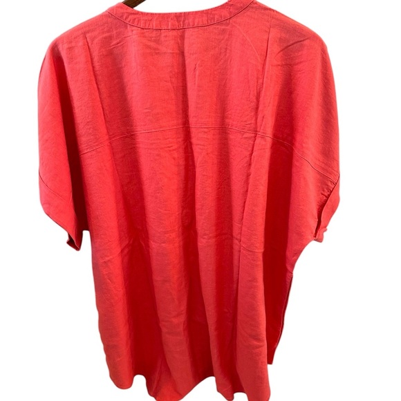 Naturals d & co Women’s Linen Blend Tunic Top Short Sleeve XL Quiet Luxury - Picture 3 of 6